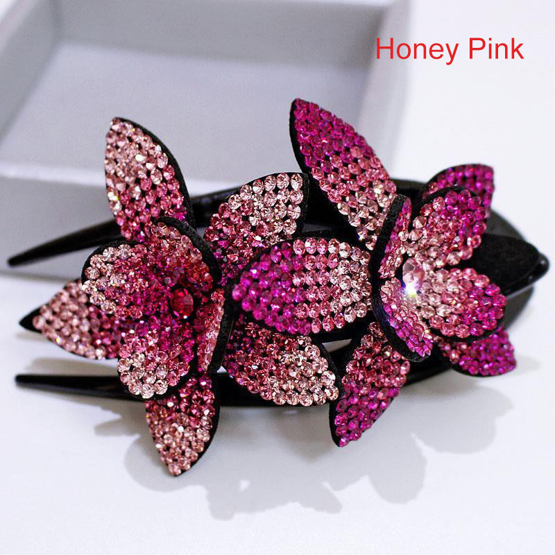 (🔥New Year Hot Sale-50% OFF) Rhinestone Double Flower Hair Clip