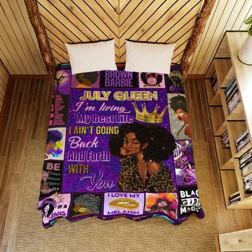 July Girl Black Queen Quilt Blanket