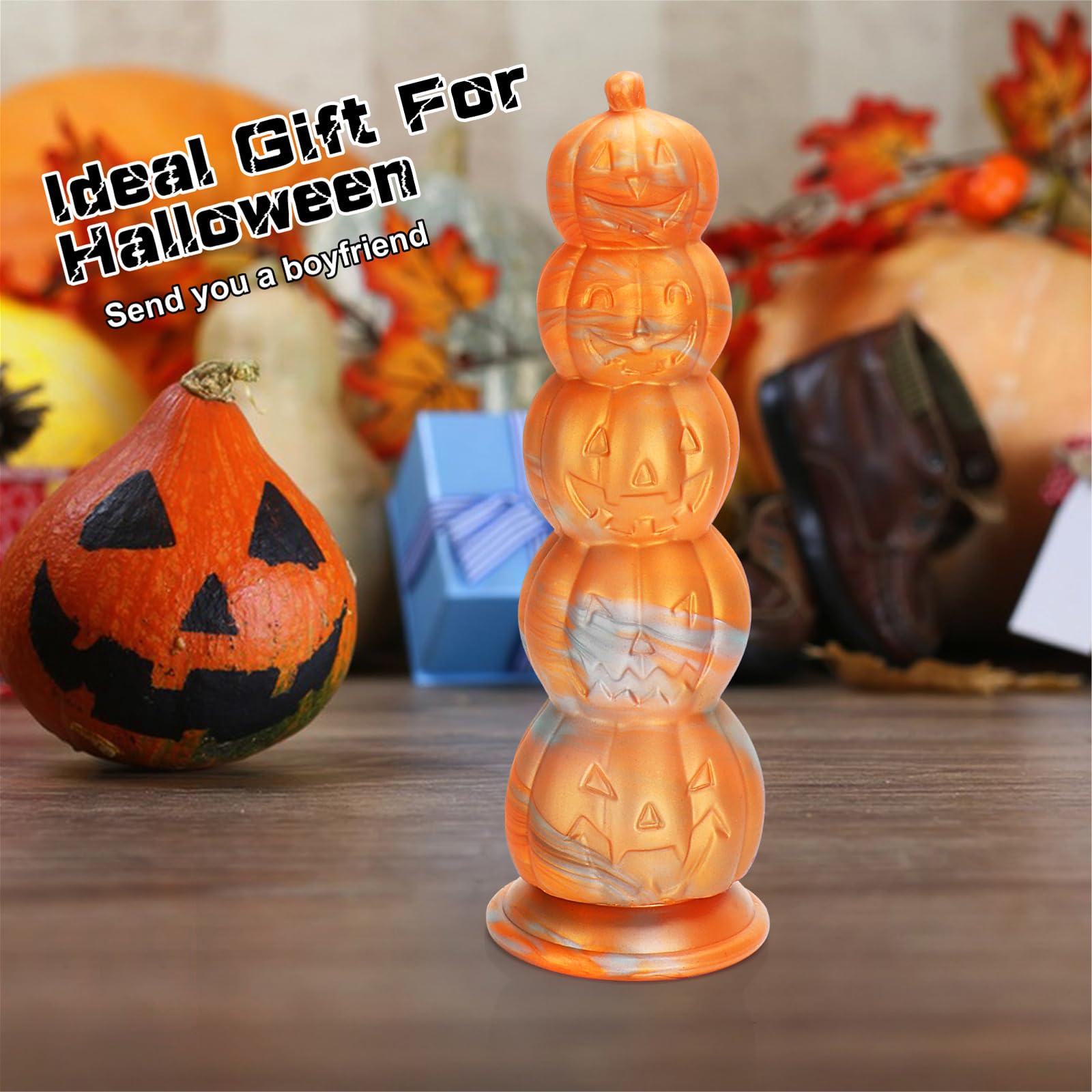 ⌛Limited Halloween Drop – Pumpkin-Inspired Silicone Massager with Suction Base🎃