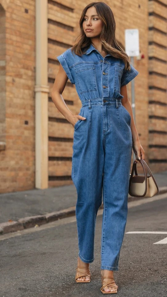 Blue Denim Overall Jumpsuit