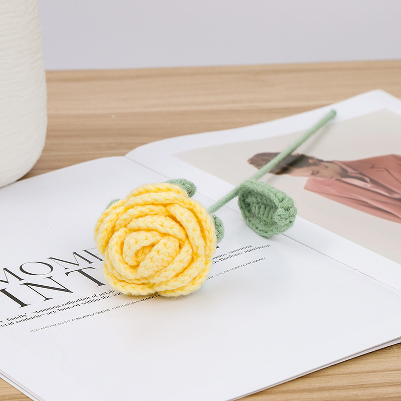 🔥Last Day 50% Off🔥Handmade Knitted Rose,Artficial rose faux flowers,Gift For Her,Present Accessories🌹