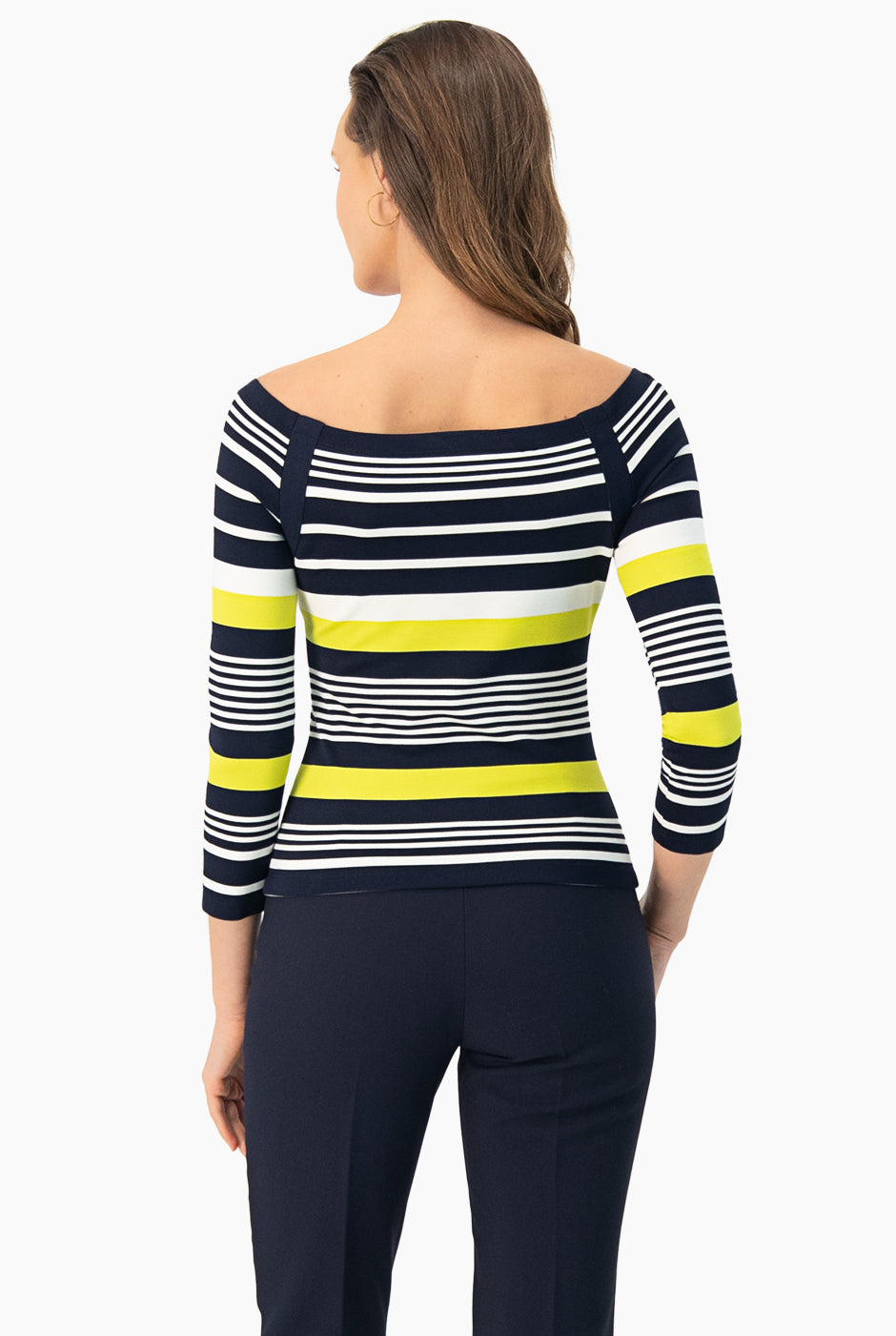 Blusa de rayas y de hombro caido