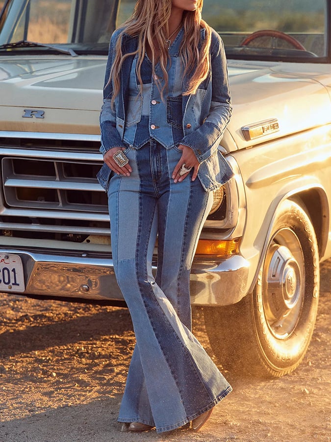 Women's Vintage Western Art Print Casual Linen Shirt