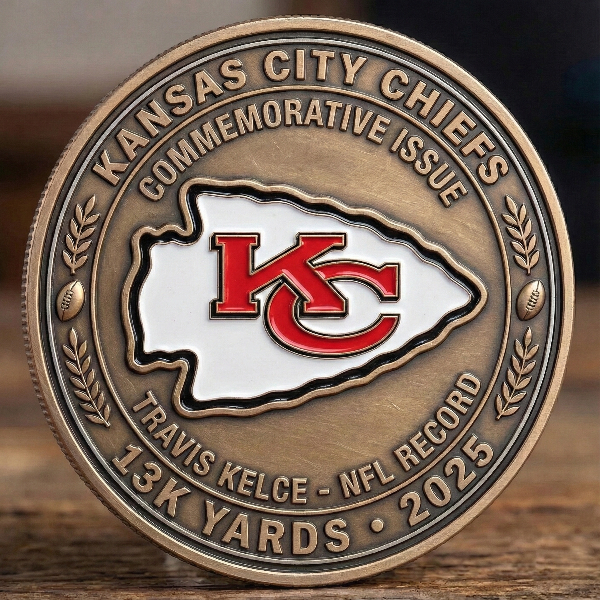 Travis Kelce #87 Fastest TE to 13K Rec Yards Coin