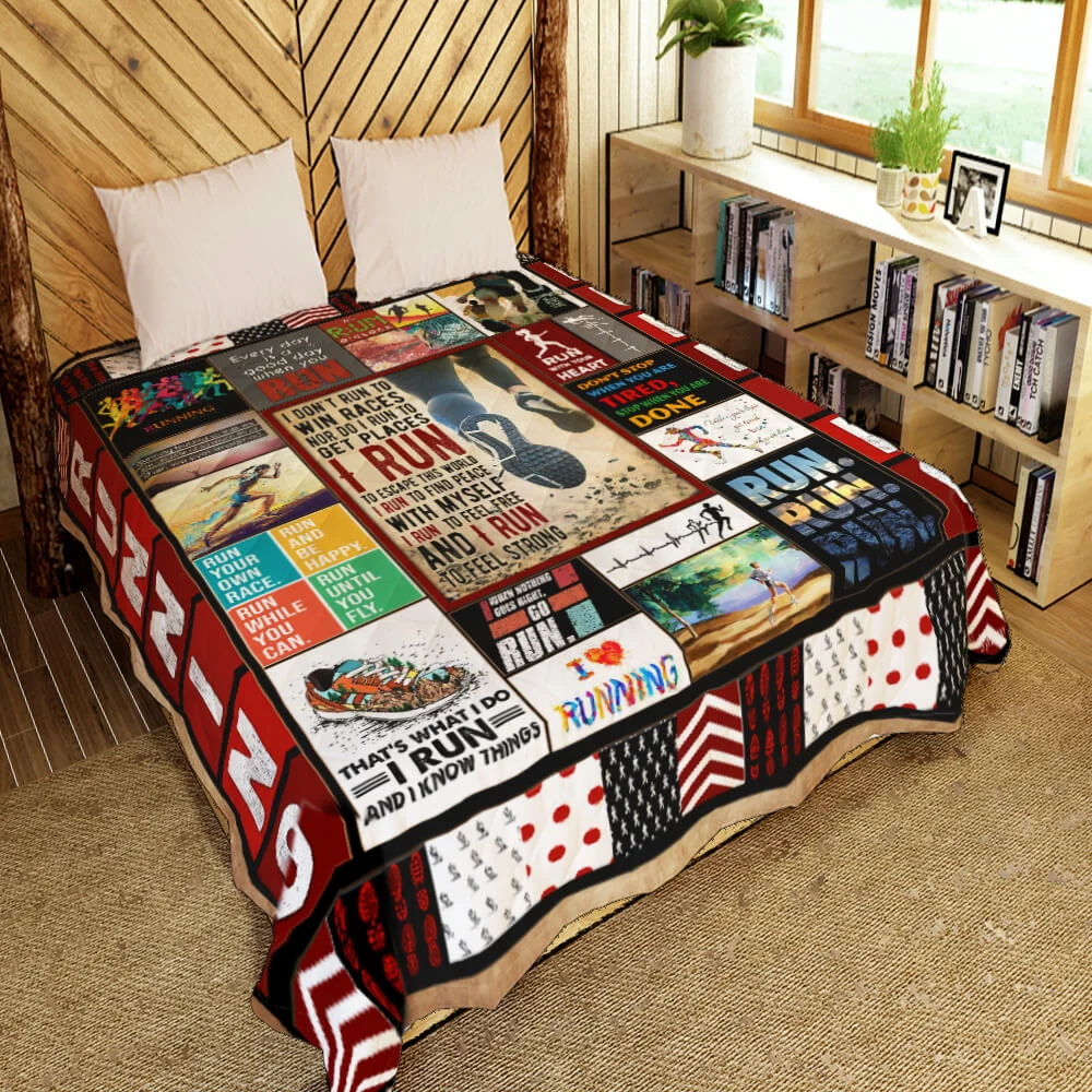 Love Running Quilt Blanket
