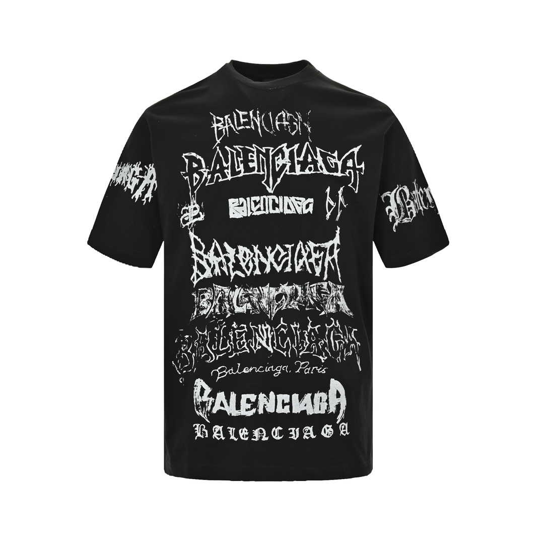 Balenciaga 24ss Dragon Year Sanskrit Graffiti Print Short Sleeve