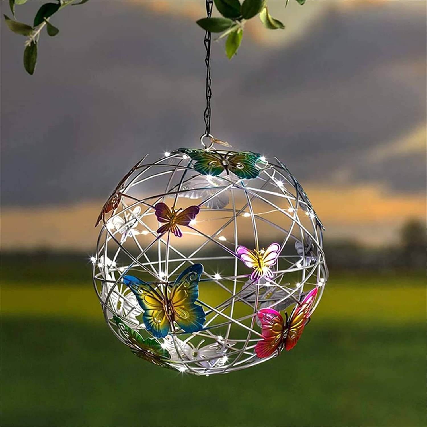 Outdoor Solar Hanging Lights Butterfly Ball