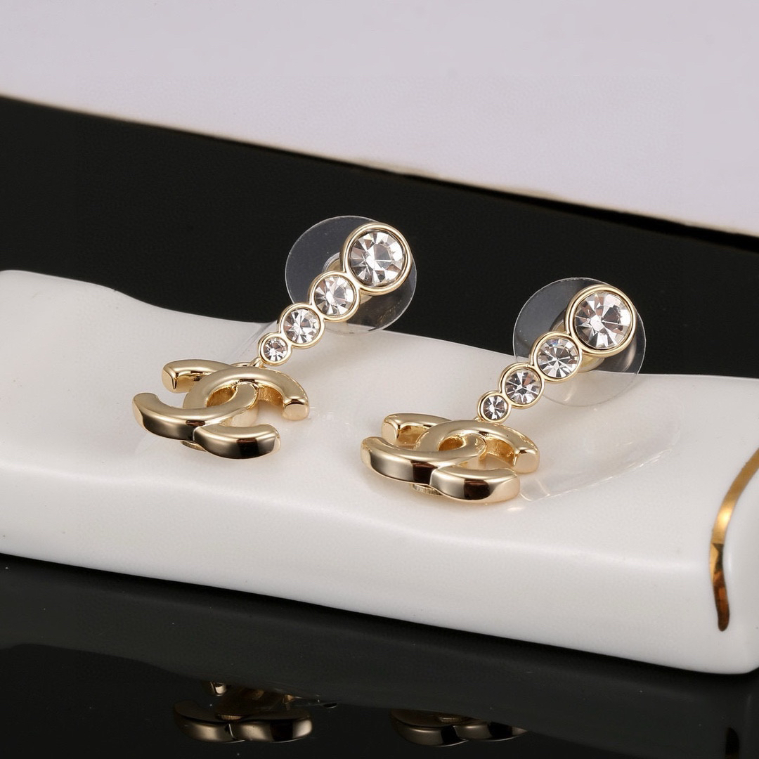 Chanel Light Gold Diamond Earrings