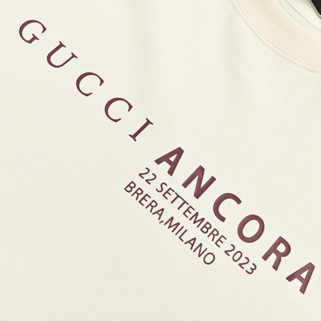 Gucci 24ss Ancora letter print staff short sleeve