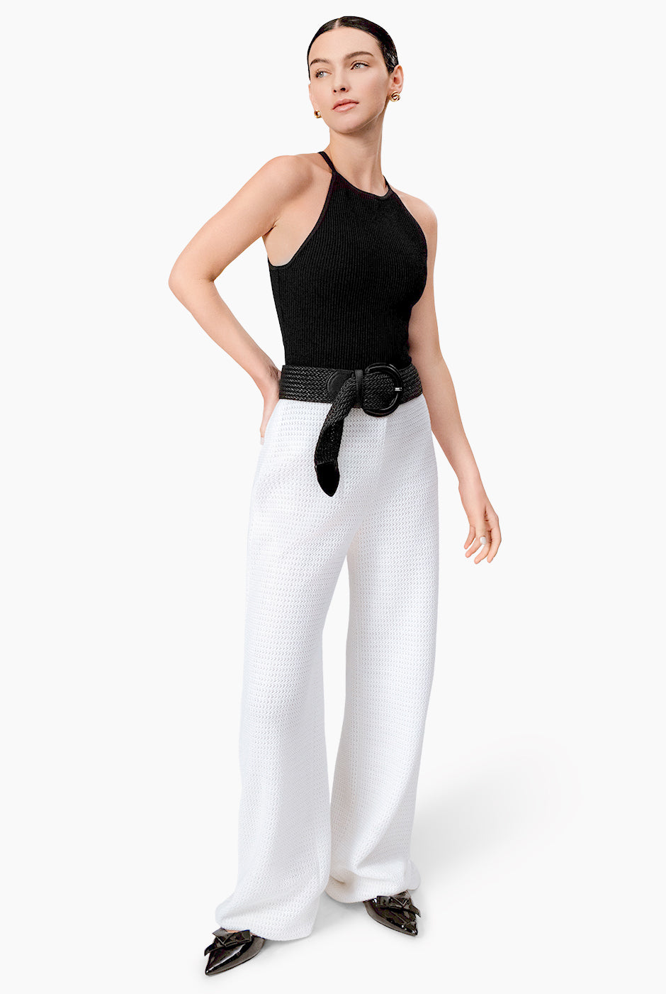 Pantalon tejido en tono blanco
