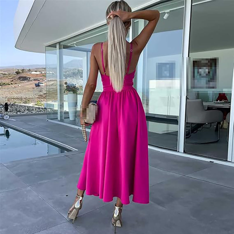 Strappy Front Slit Midi Dress