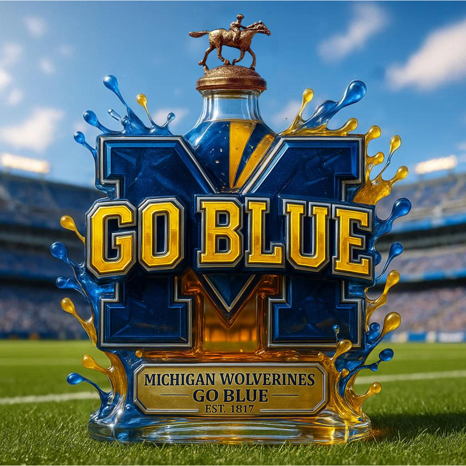University of Michigan Wolverines “Go Blue” Commemorative Whiskey Bottle 💙🏈👑