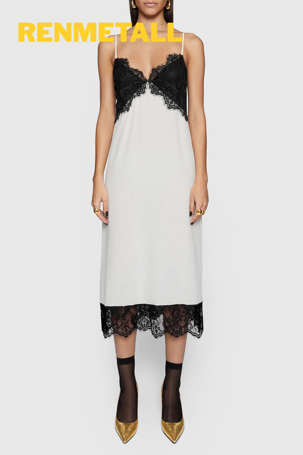 Black And White Suspender Sleeveless Dress