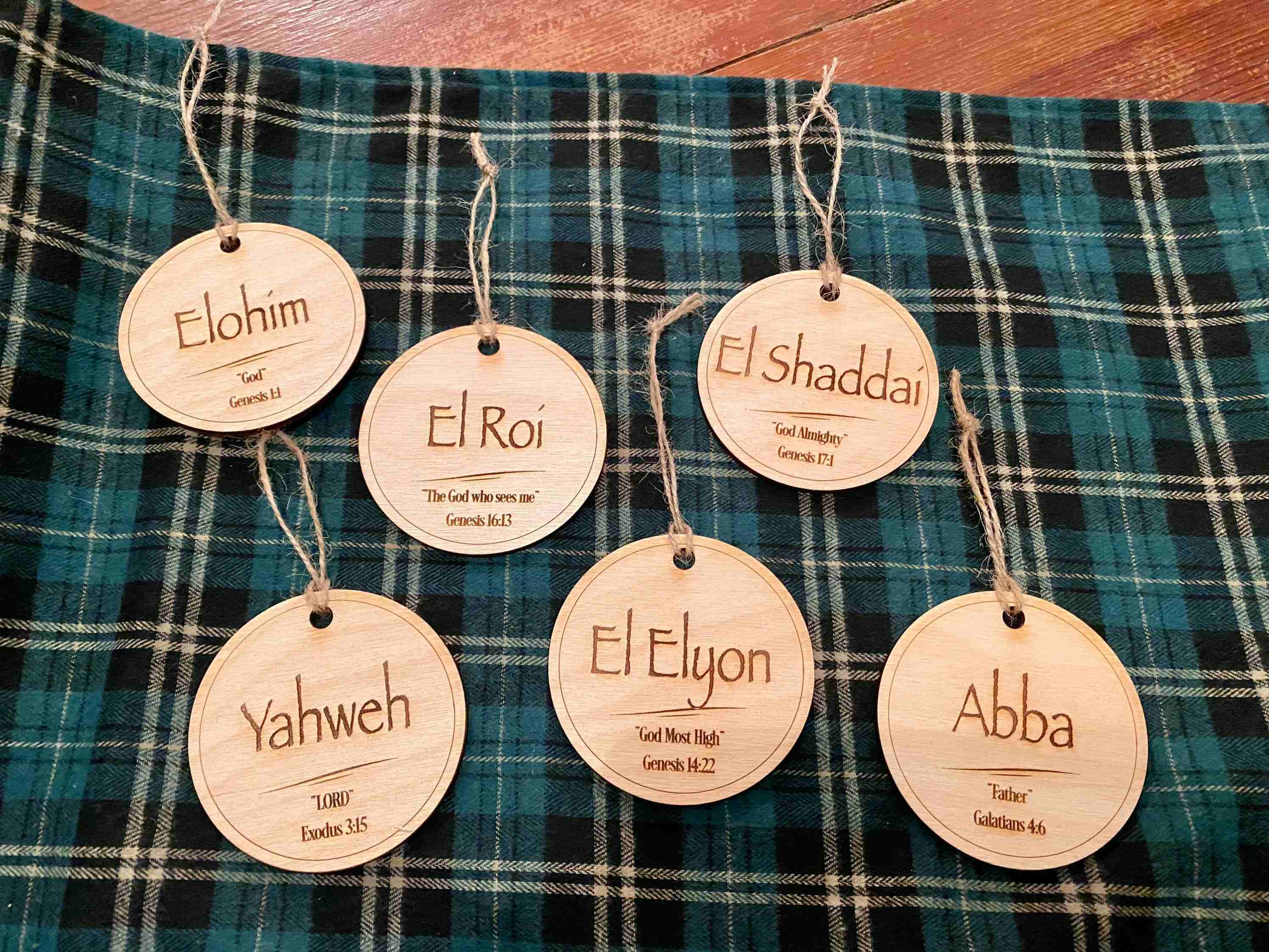 Jehovah Names of God Wooden Christmas Ornaments