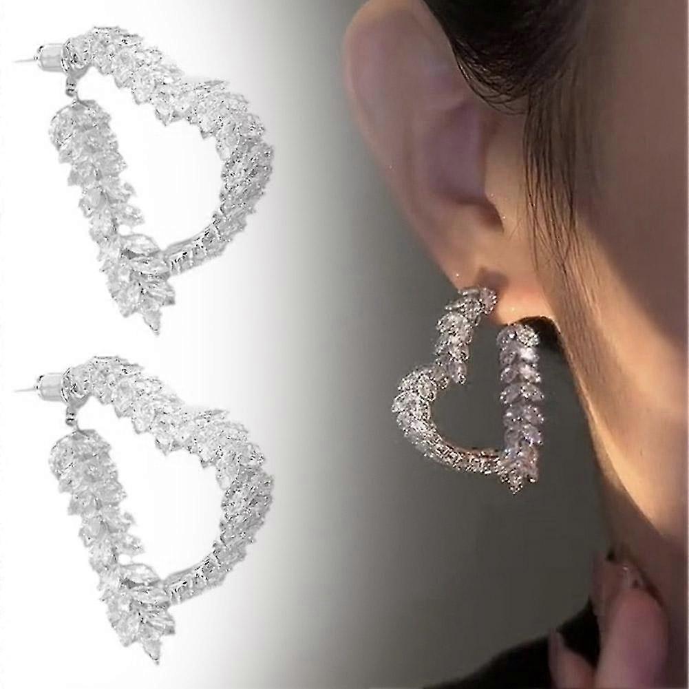 💎💎Super sparkling heart earrings front and back two wear light luxury versatile earrings