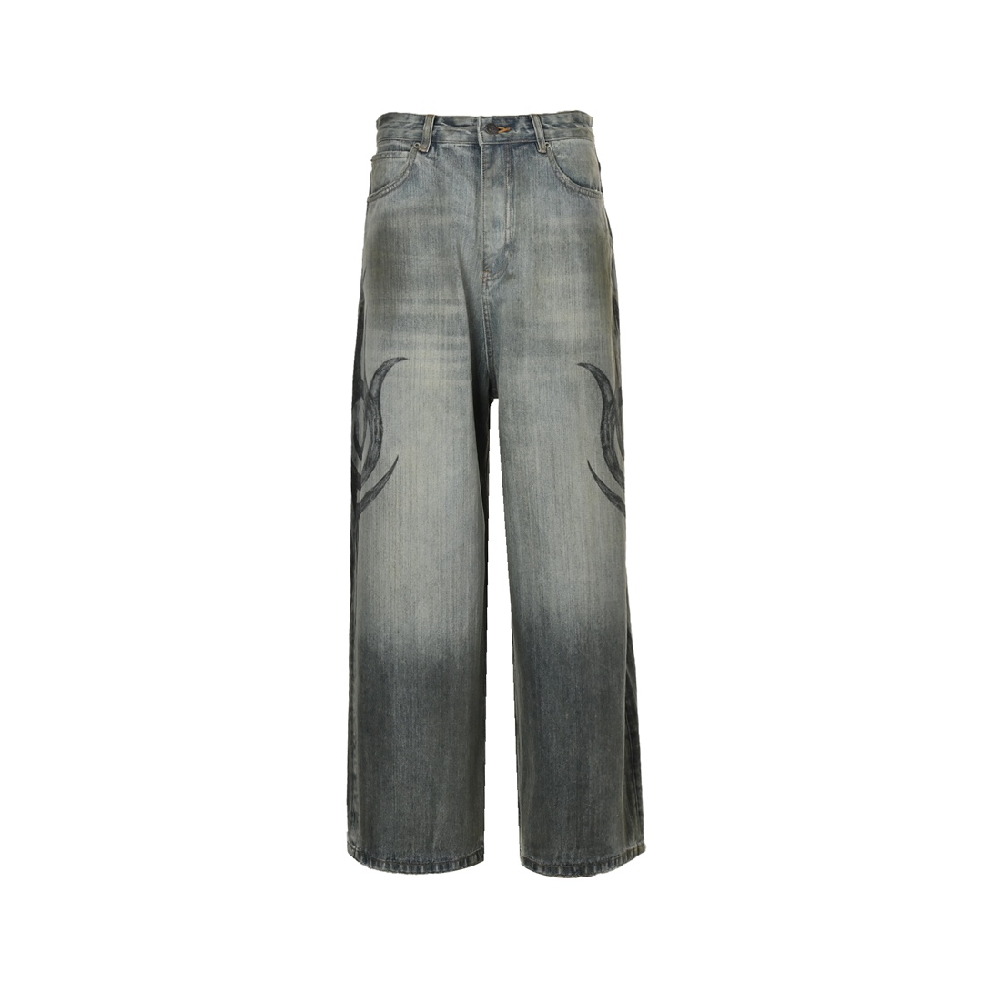 Balenciaga 24Fw Y2K Totem Pattern Drawstring Jeans