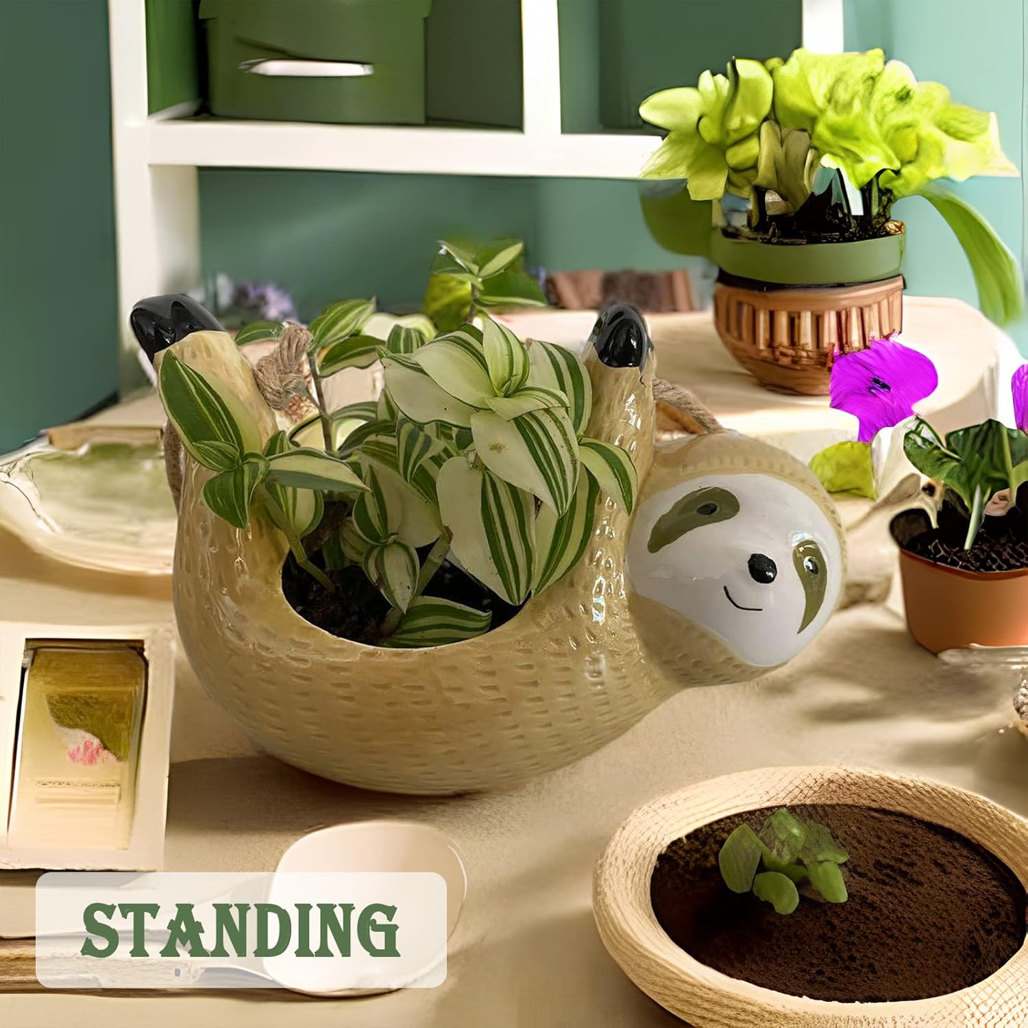 Christmas Limited Release🔥Cute Sloth Potted Planter, Handmade Ceramic Painted Pots