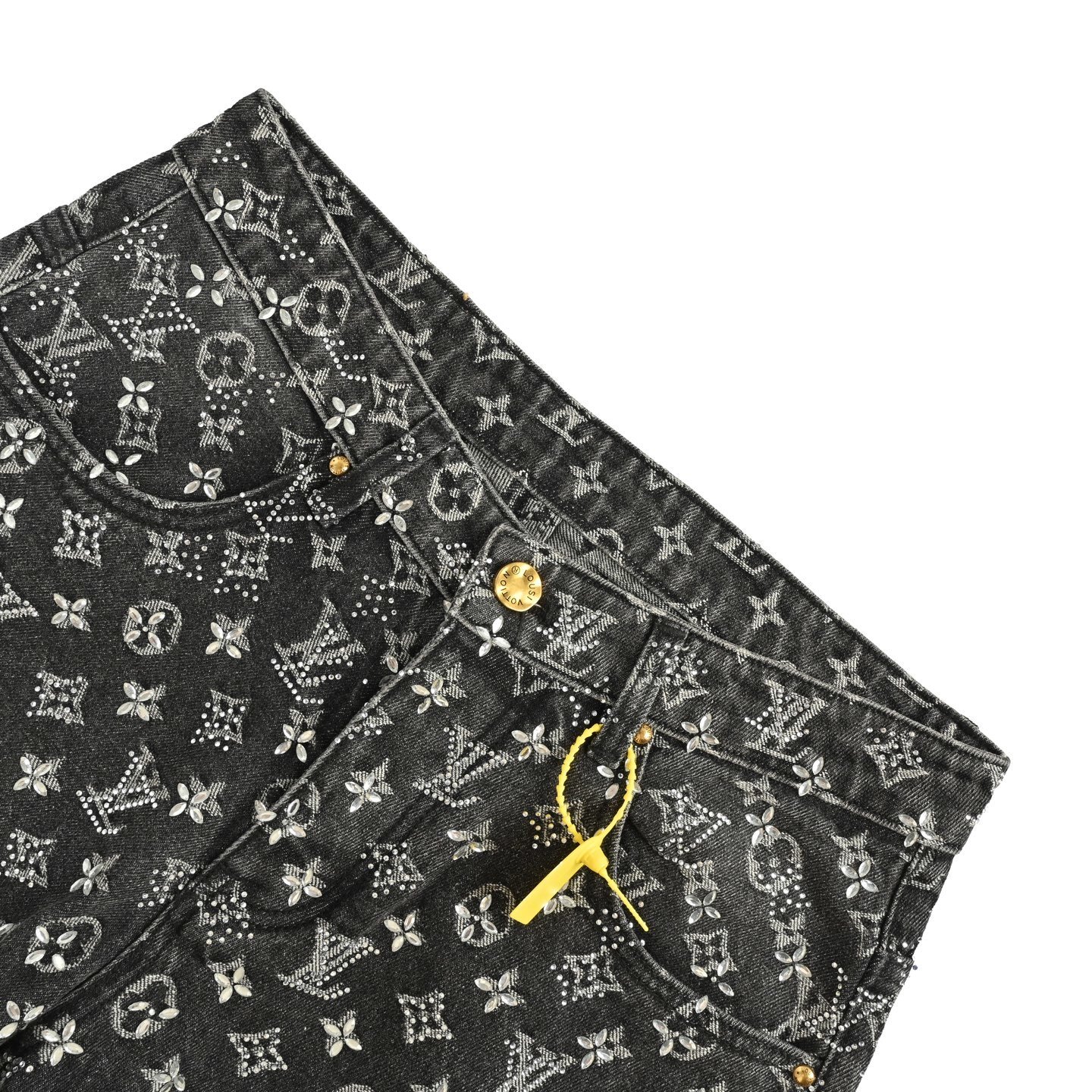 Louis Vuitton 25Fw monogram printed rhinestone jeans