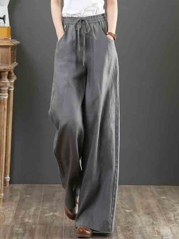 Basic Comfy Elastic Waist Drawstring Pants