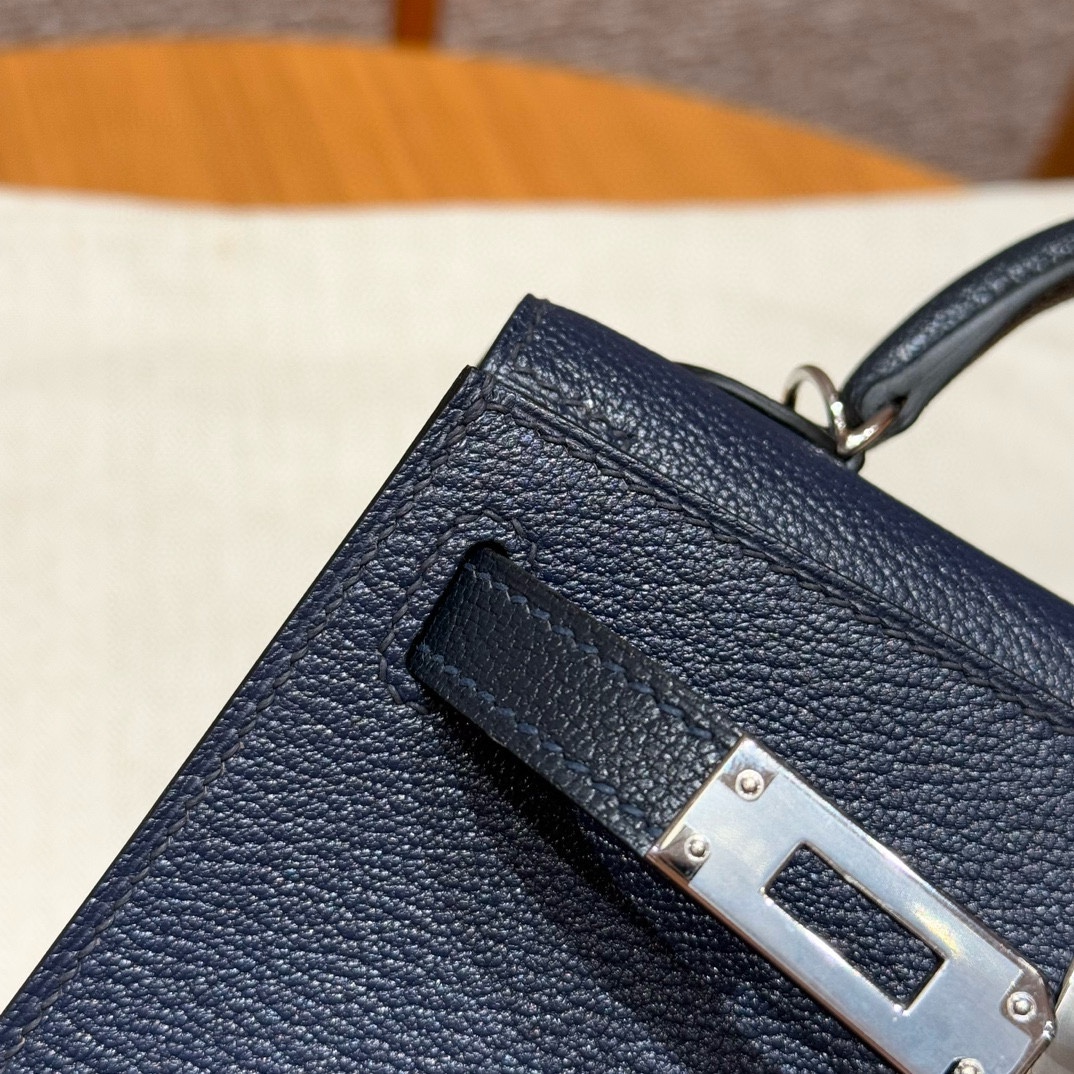 Hermes mini kelly 76Blue indigo and M3Blue encer handbag (handmade to order)