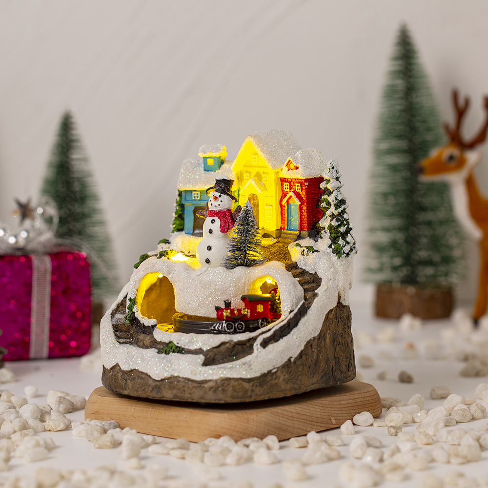 🎄Early Christmas Sale 49% OFF🎄Christmas Village Resin Music Box with Rotating Train
