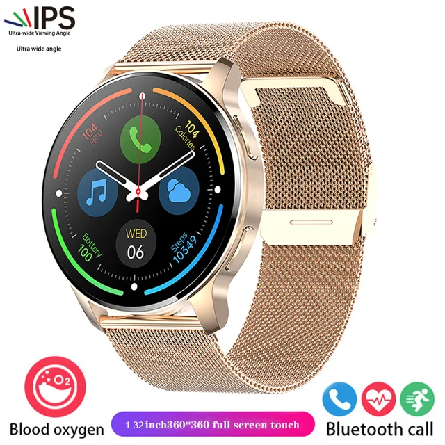 New women's smartwatch 1.32-inch Full screen touch Heart rate Blood oxygen Monitor HD Bluetooth Call Smartwatch for Android IOS