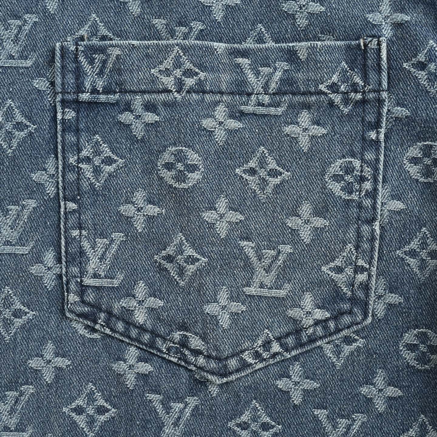 Louis Vuitton 25ss all over print monogram jacquard denim short sleeve shirt
