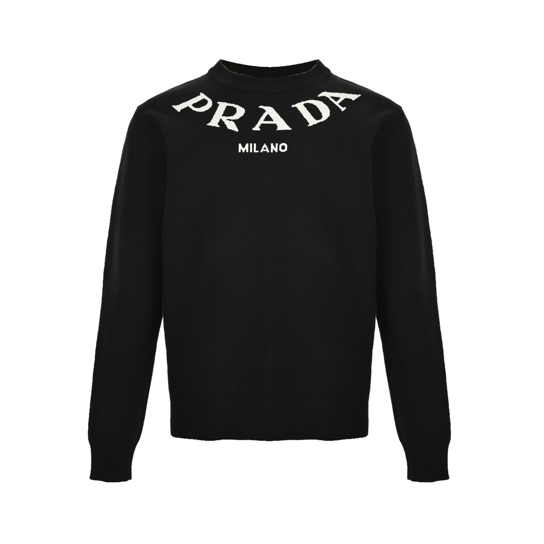 Prada 24Fw jacquard logo crew neck sweater