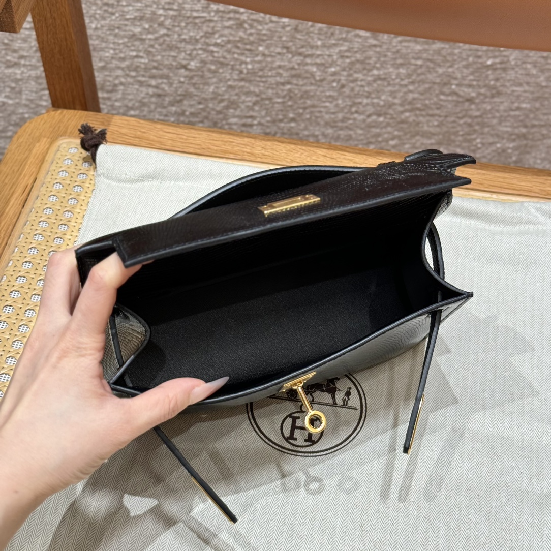 Hermes kelly pochette ck89Black (handmade to order)