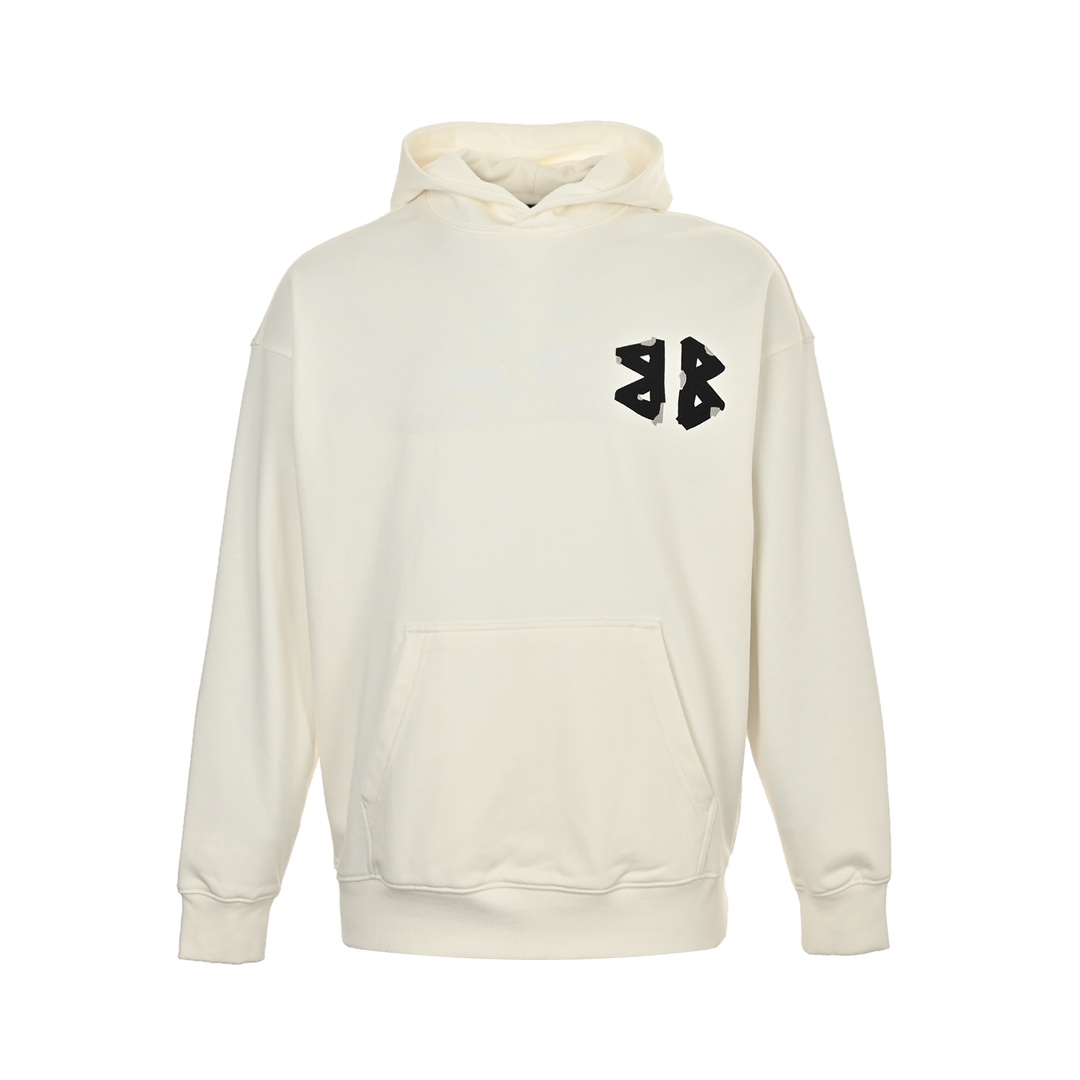 Balenciaga 24Fw double B patch and logo embroidered hooded sweatshirt