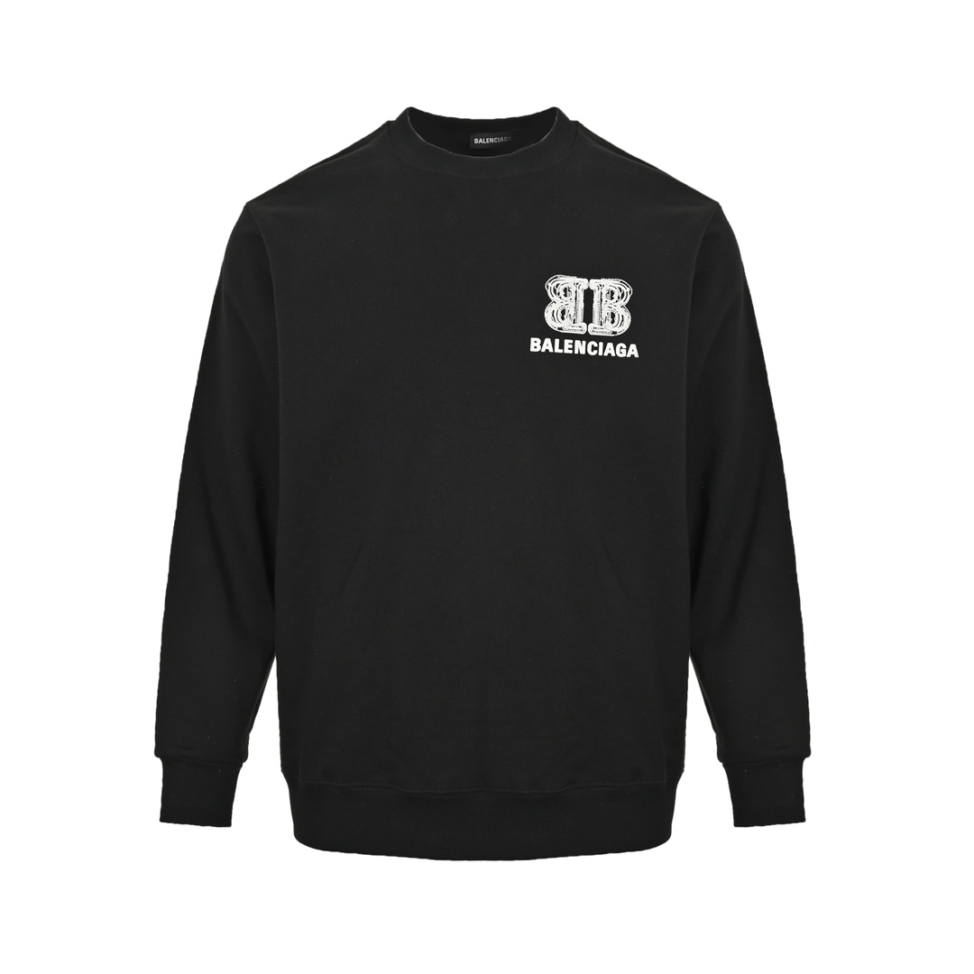 Balenciaga 24Fw double B letter print crew neck sweatshirt