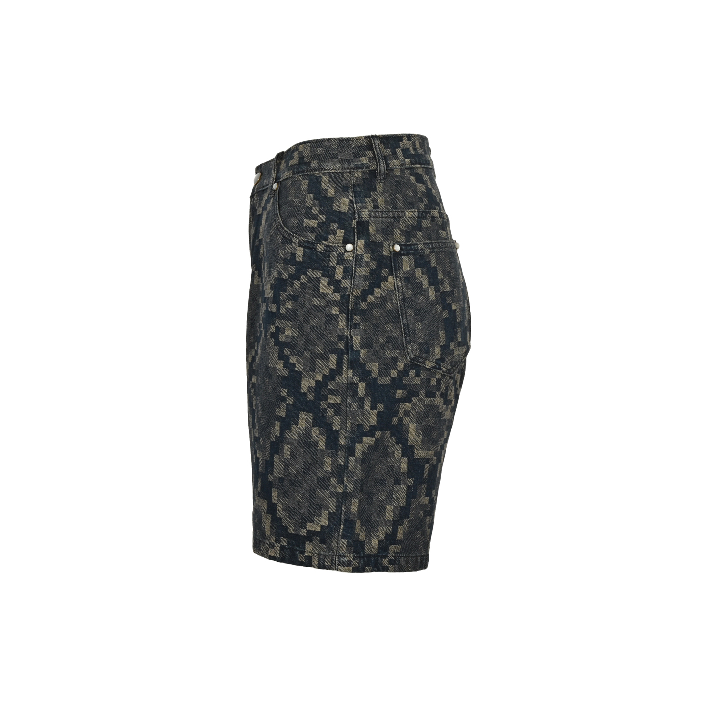 Louis Vuitton 25ss snake-print mosaic denim shorts