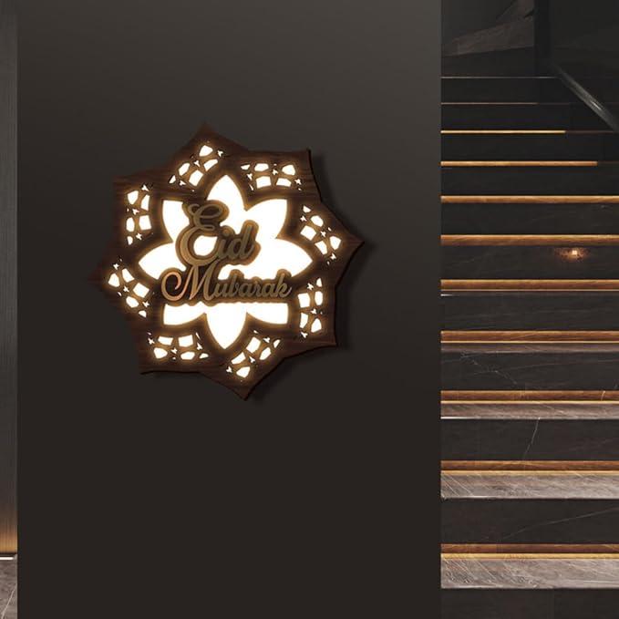 💐💐Dimensional Wooden Ramadan Glow Night Light Decoration Set