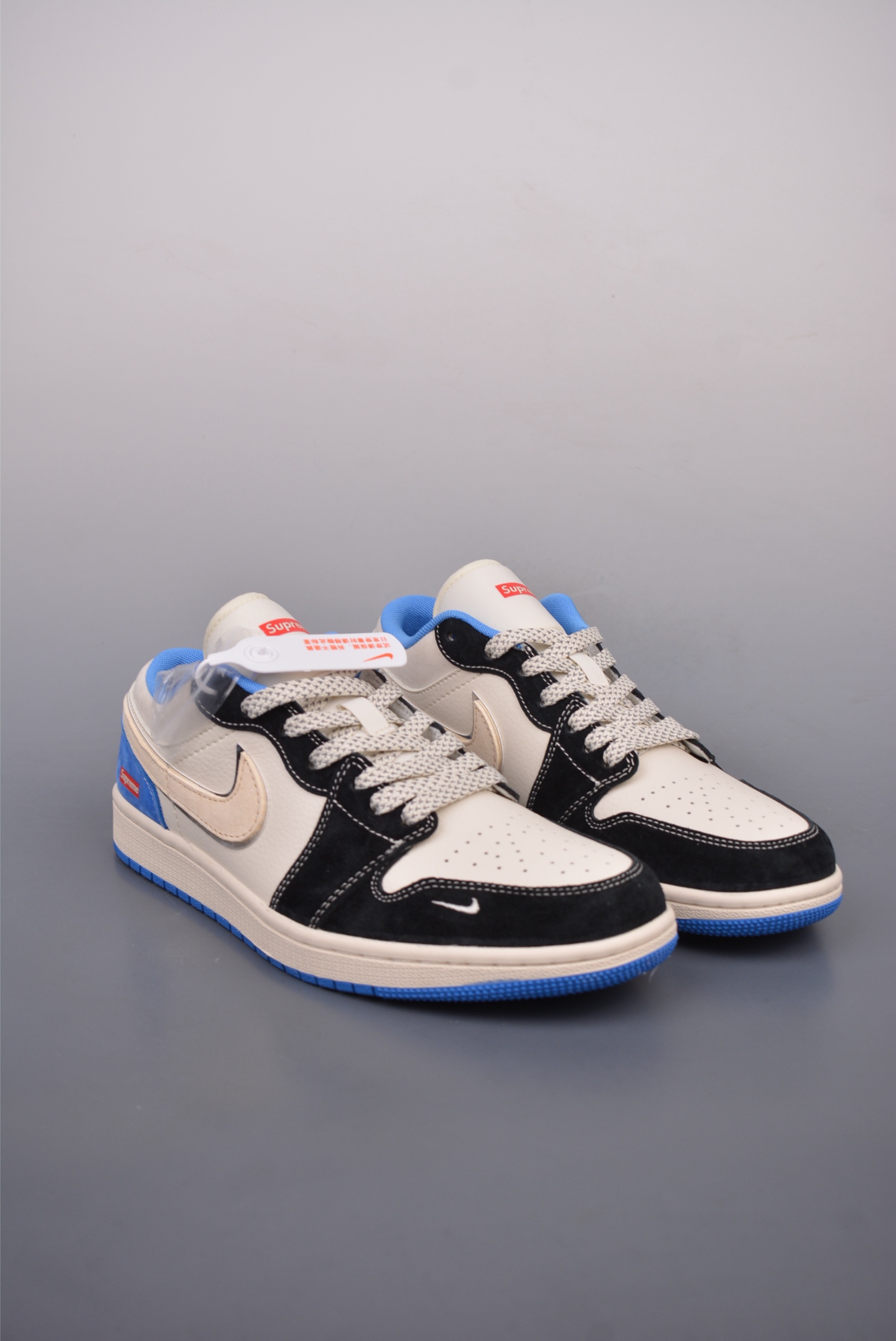 Supreme x Nike By You Air Jordan 1 Low OG Black White Blue XX3318-501