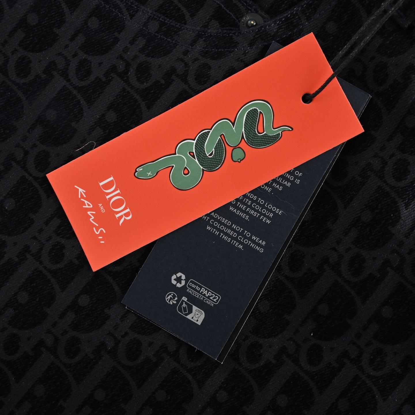 Dior 25ss Kaws co-branded snake year limited edition monogram full print denim trousers