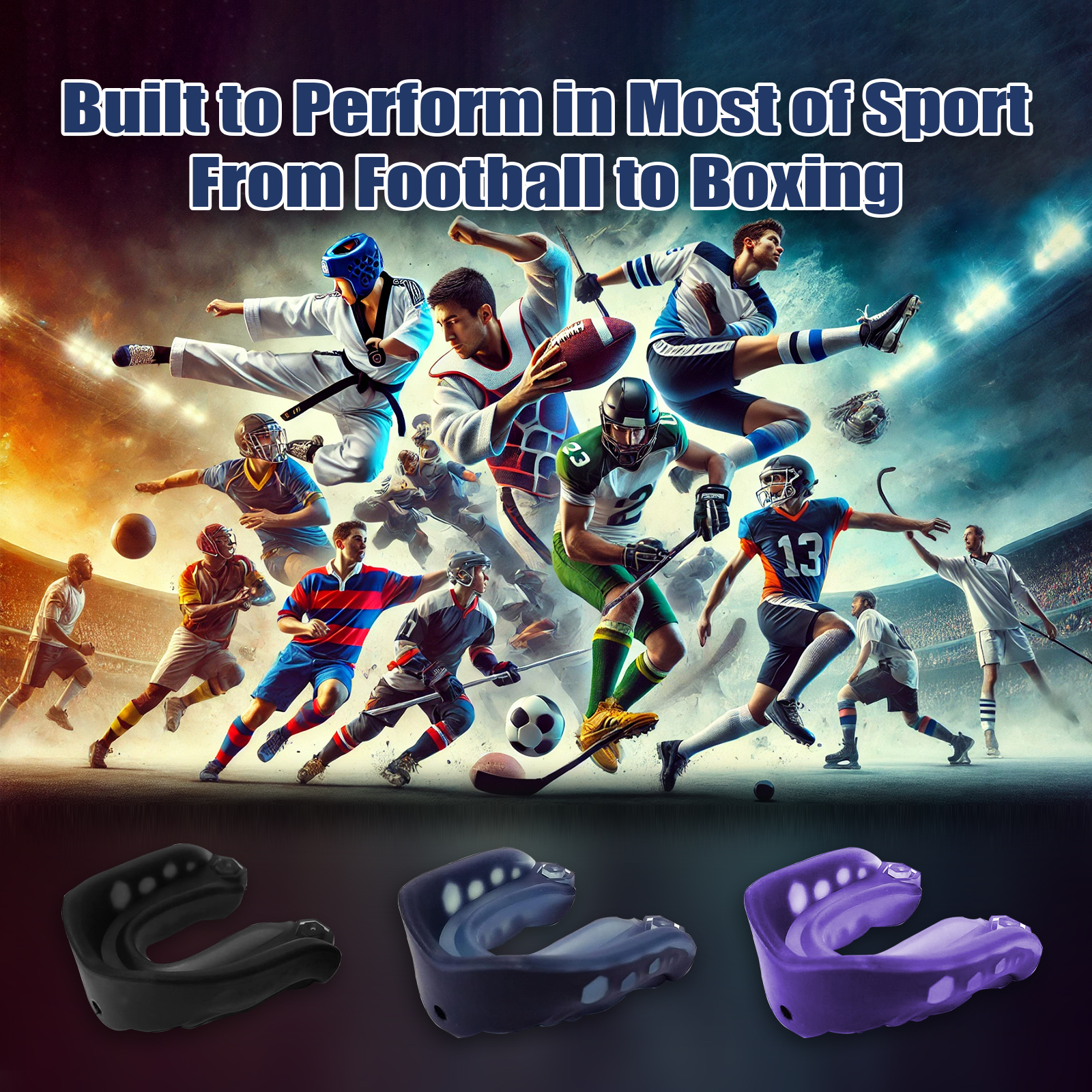 Purple Kids Football Mouth Guard with Strap and Box