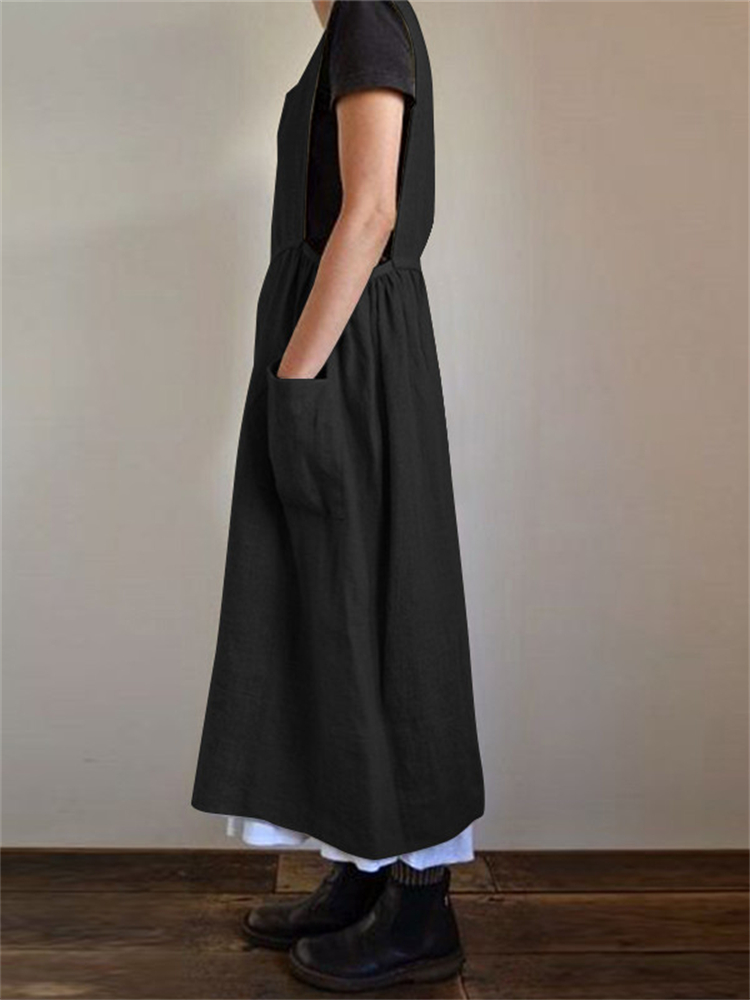 Blend Apron Dress With Pockets