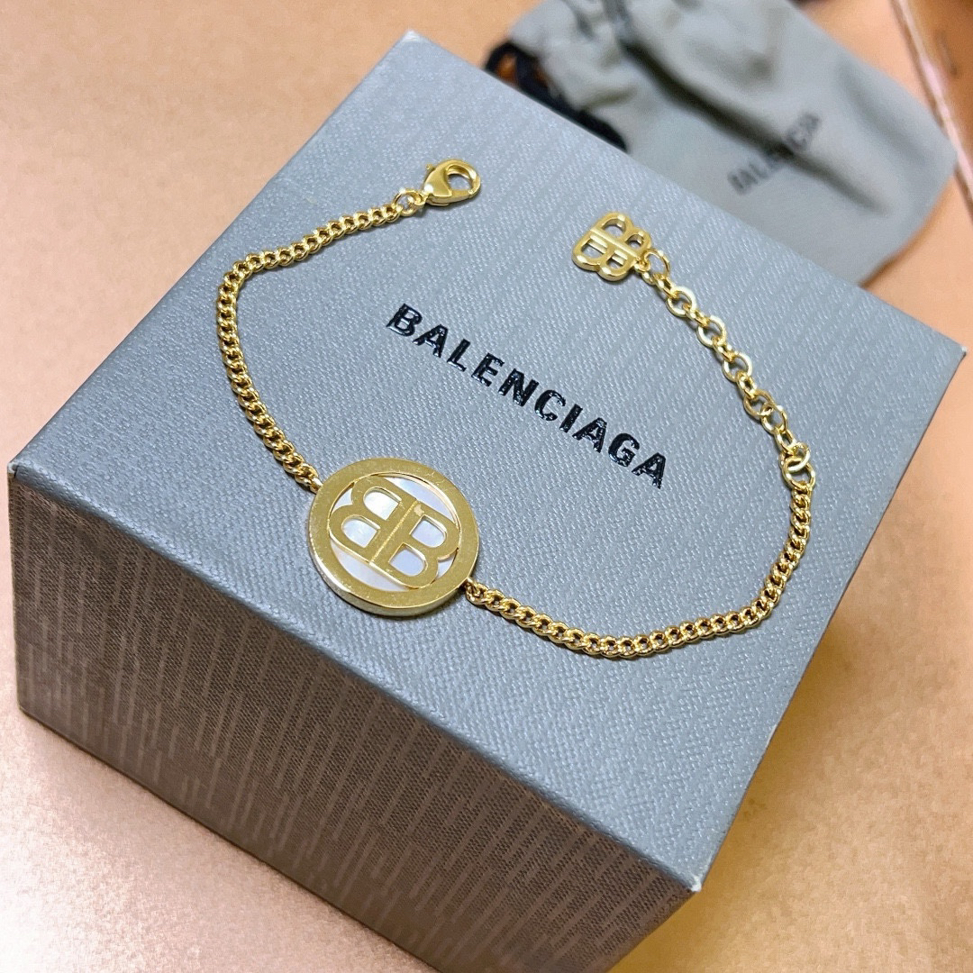 Balenciaga BB Round Gold Bracelet