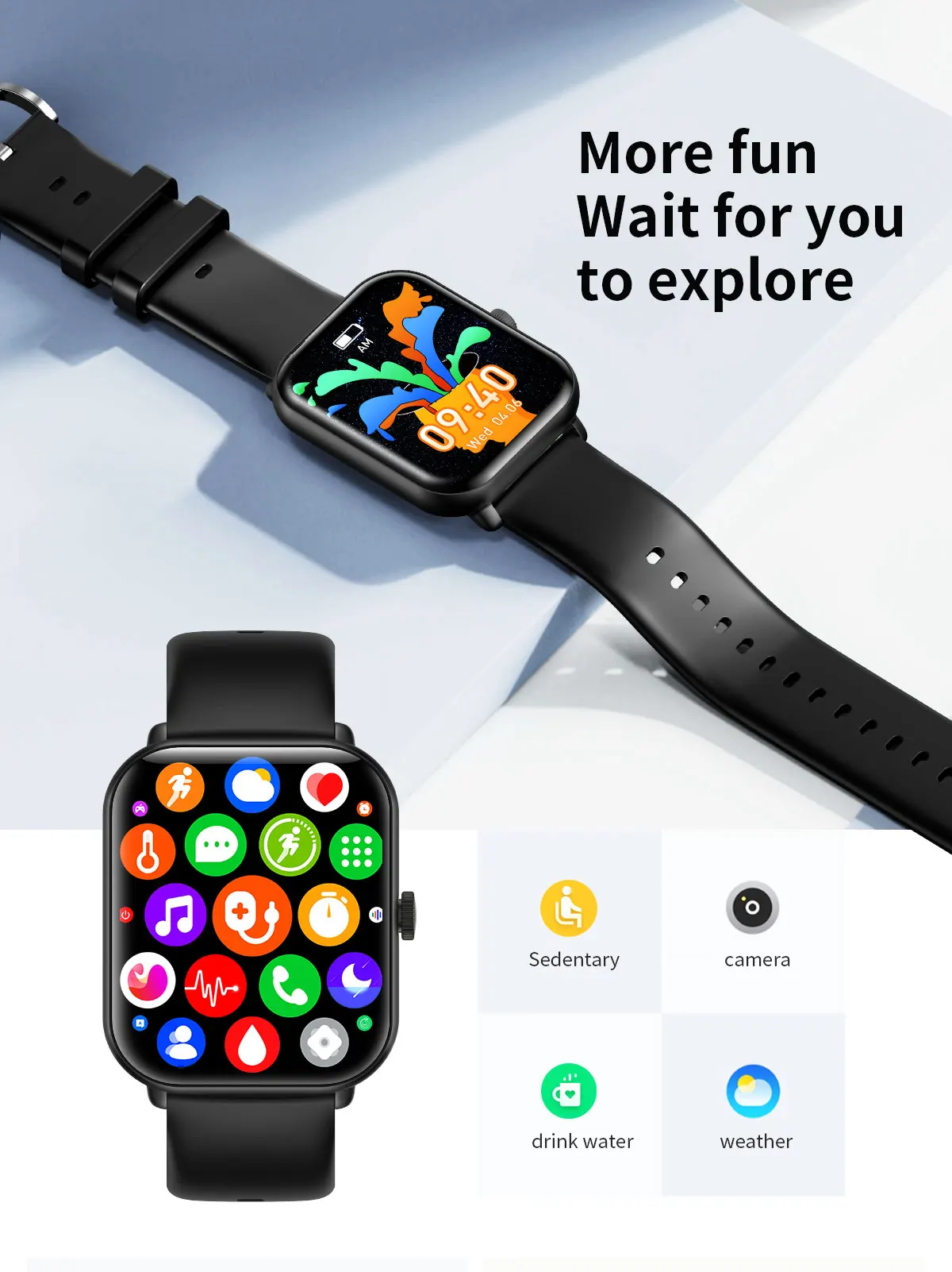New Men's smartwatch HD Bluetooth Talk Temperature Monitor 1.96inch full screen Touch Multi-sport mode Women's Smartwatch + box