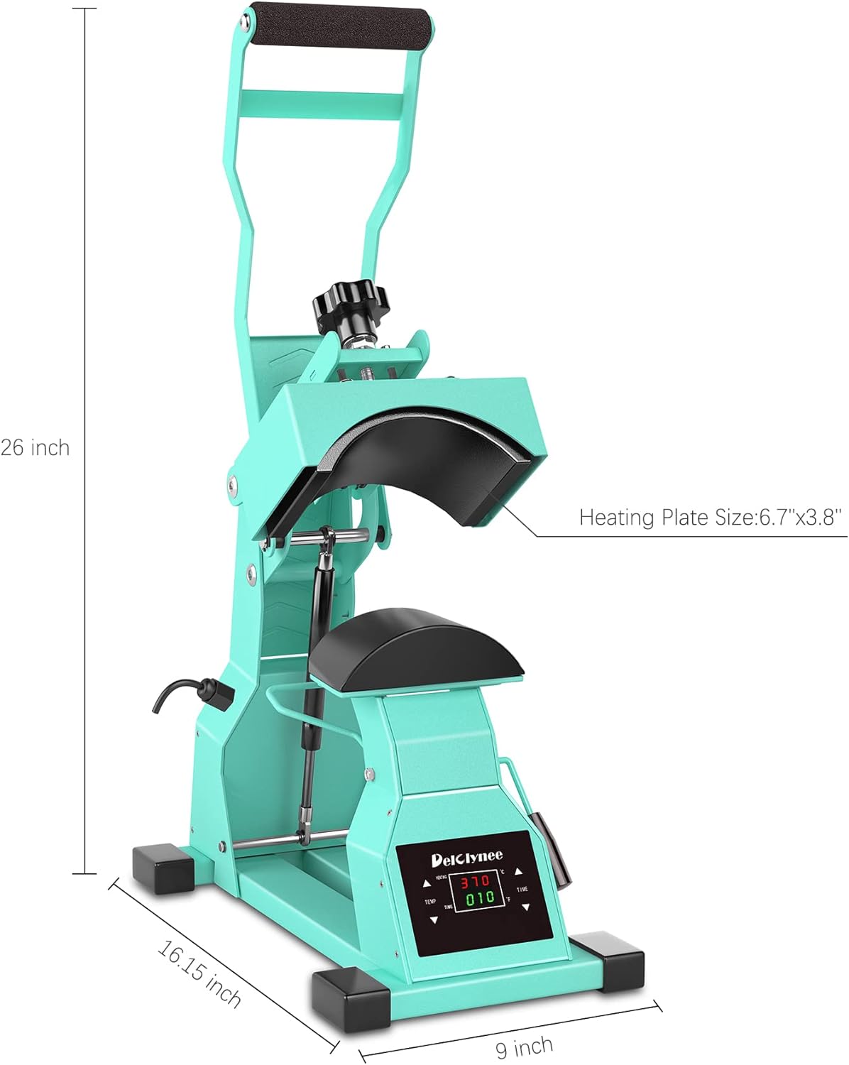 Delclynee Hat Heat Press Machine for Caps with 2pcs Interchangeable Platens