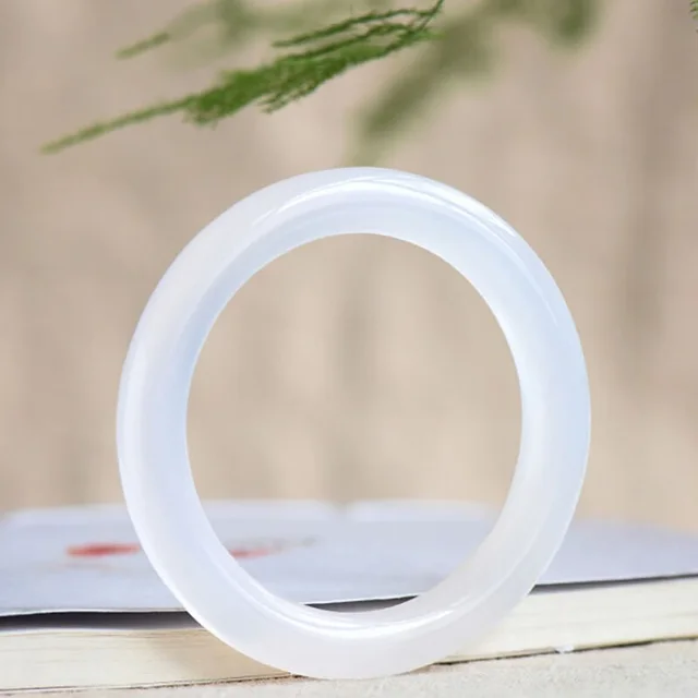 Natural White Jade Round Women's Bangles Brazil Ice Green Chalcedony Couple Bracelets Fine Jewelry Ladies Gift Free Shipping