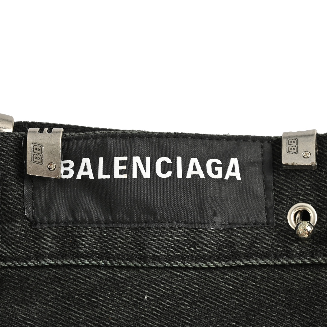 Balenciaga Rivet Piercing Ring Buckle Fire Machine Toe Jeans