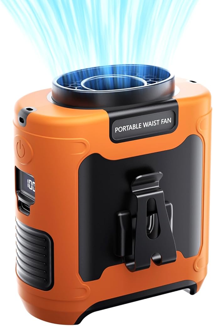 ❄️❄️Portable waist clip cooling fan | USB charging with LED and power bank ☀️☀️(a must-have for outdoor work in summer)