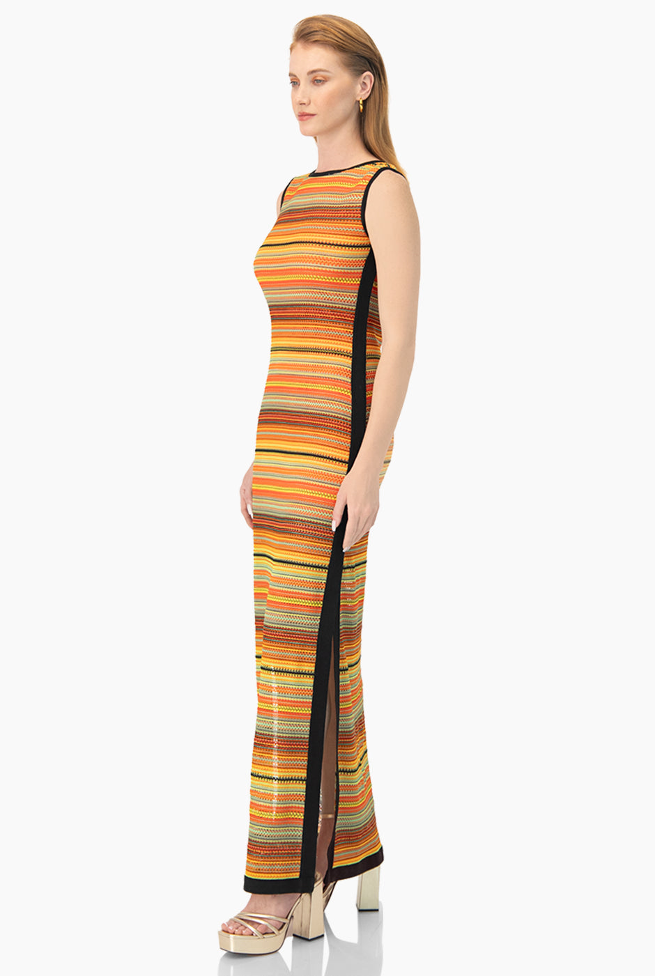 Maxi vestido tejido sin mangas