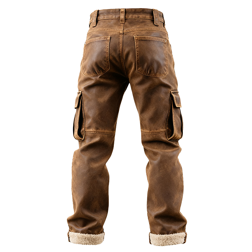 Brown Cargo Work Pants with Fleece Lining