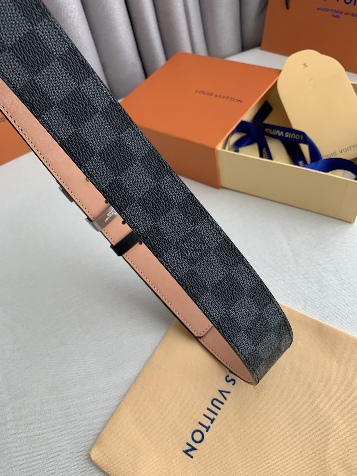 Louis Vuitton Plaid Oldskin Calfskin Men's Belt 3.8CM Width