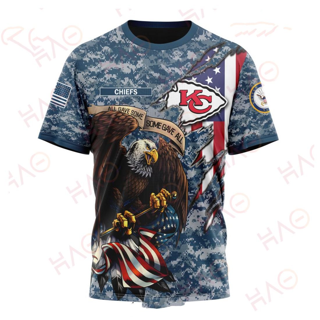 KANSAS CITY CHIEFS 3D HOODIE US NAVY VETERANS