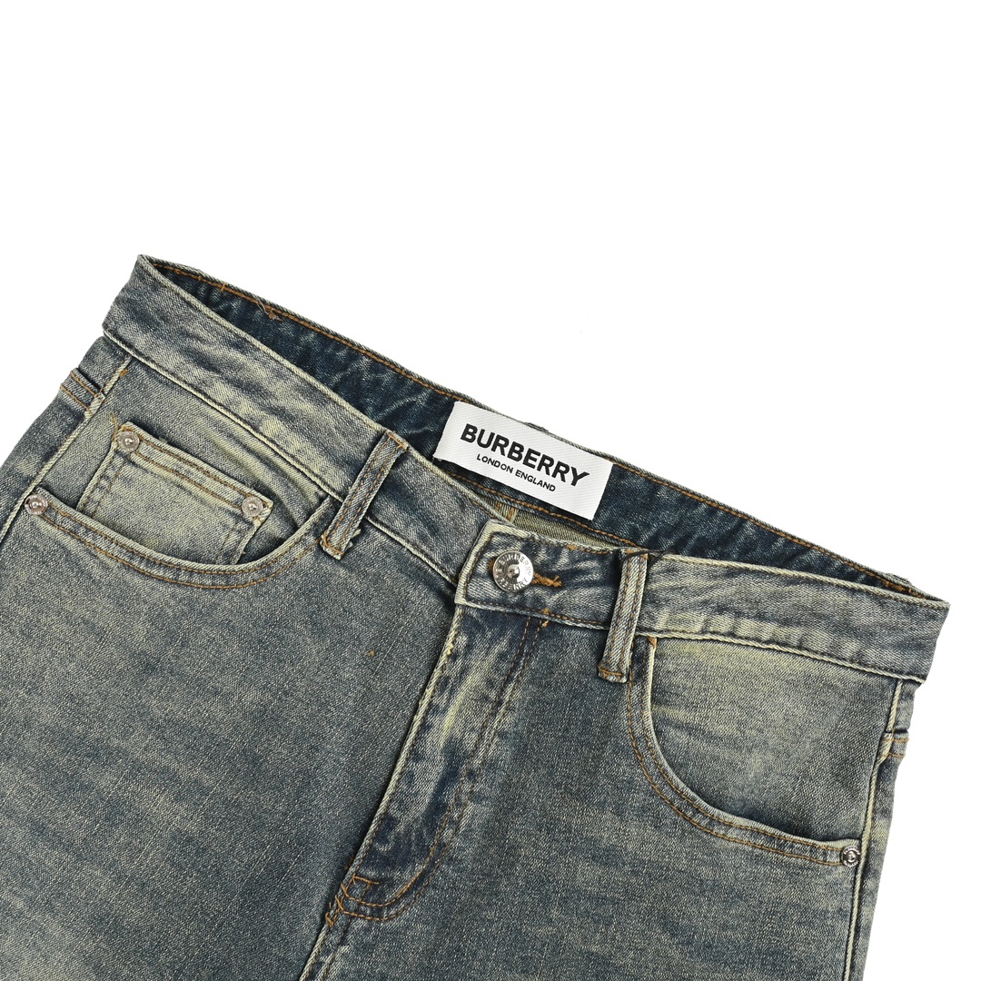 Burberry 24Fw jeans with wheat ears and horse embroidery on the back pockets