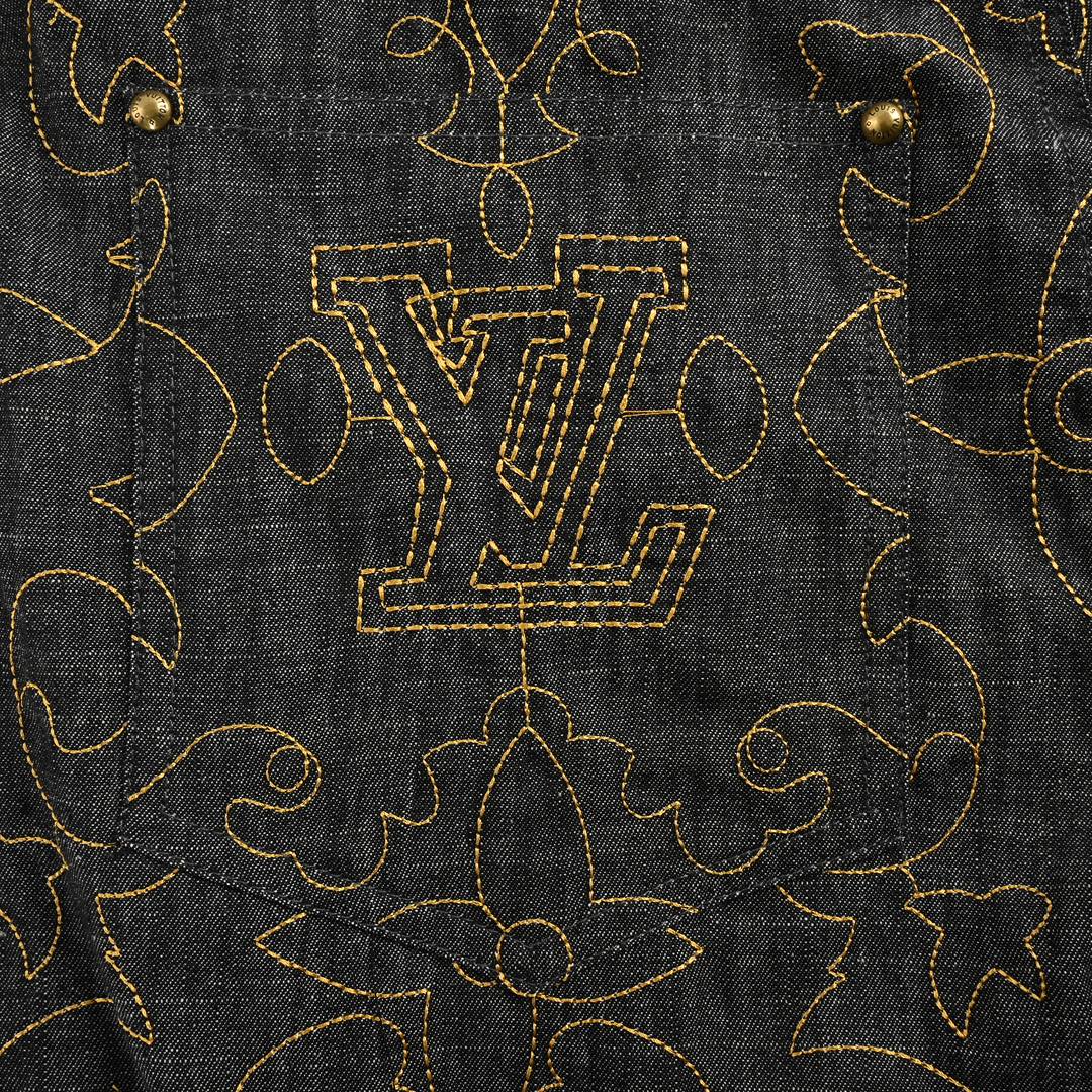 Louis Vuitton 24Fw gold thread embroidered monogram suit jeans