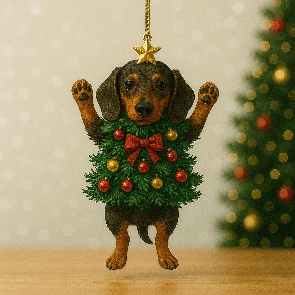 Puppy Tree Christmas Ornament